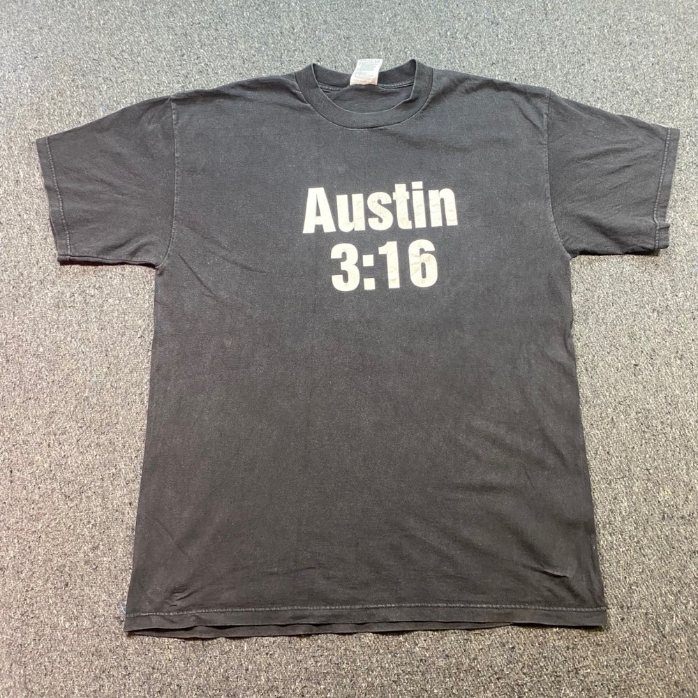 WWF Stone Cold Steve Austin 3:16 TShirt Sz XL Mens Black Grunge Smoking Skull